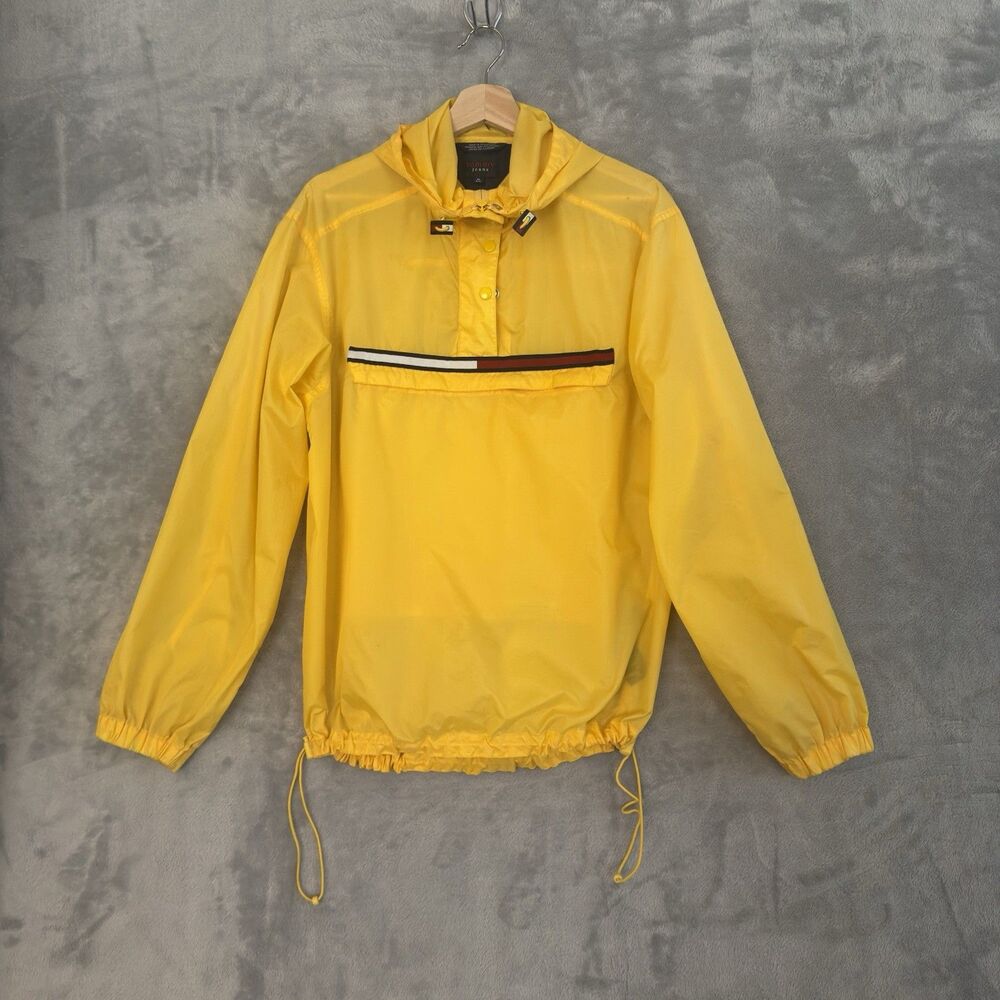 VTG Tommy Hilfiger Tommy Jeans Pullover Windbreaker Mens M Yellow Rain Jacket